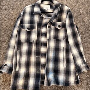 Lucky Brand Black and White Plaid Utility Jacket